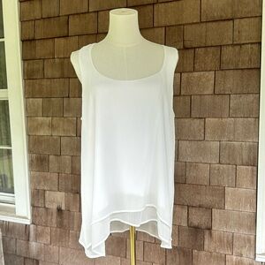 White House Black Market Polyester White Sleeveless Blouse